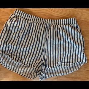 Blue and white striped shorts